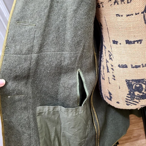 Vtg US Military Overcoat/Trench Coat Double Breasted Size Short S Olive Green - Picture 12 of 14